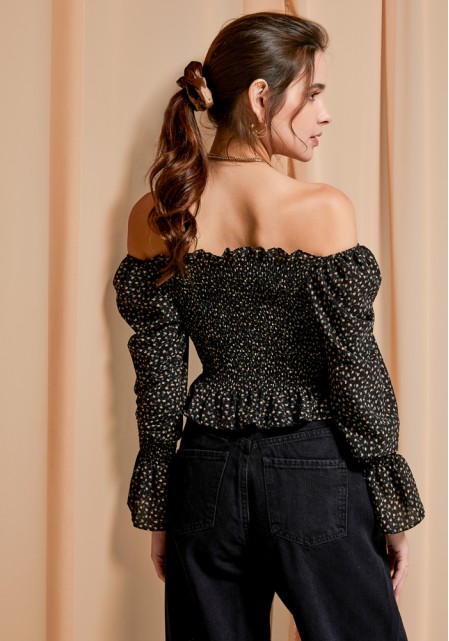 Top έξωμο floral
